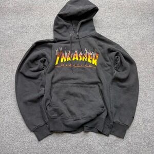 2000s thrasher skateboarding hoodie size M/L black with flames